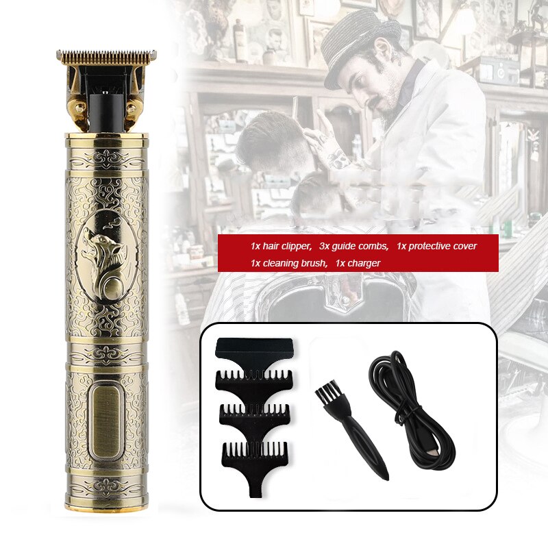 Profession Hair Trimmer Rechargeable Electric Hair Clipper Cordless Cutting T-Blade Wolf Head Trimmer Set Hair Cutting Machine