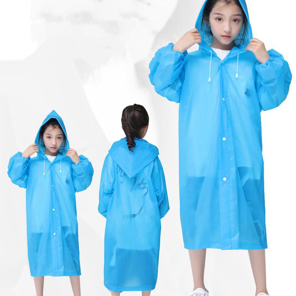 Material EVA, buena suavidad y elasticidad de goma, Poncho de chubasquero EVA para la lluvia, Sudadera con capucha transparente, impermeable, niño no desechable FD: Azul