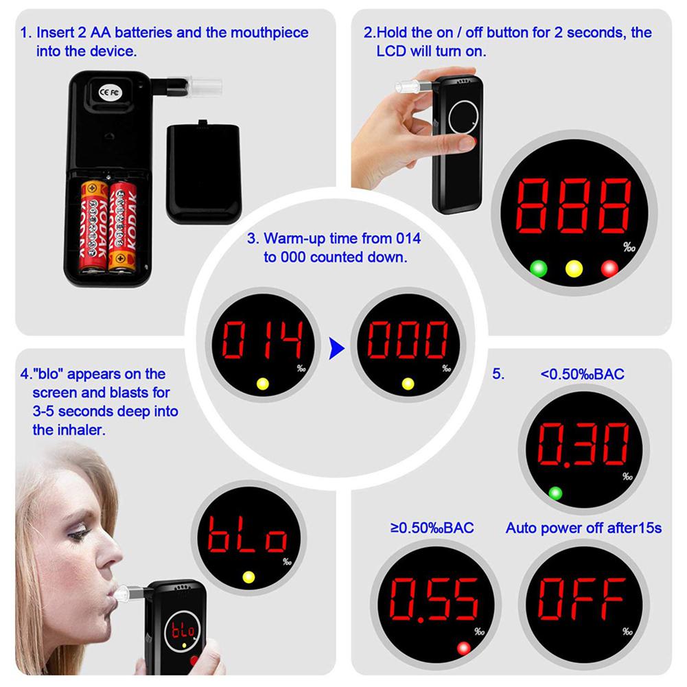 Alkohol tester personlig brug alkohol nøjagtig måling hurtig svar bralizer åndedrætsværn enhed med digital lcd