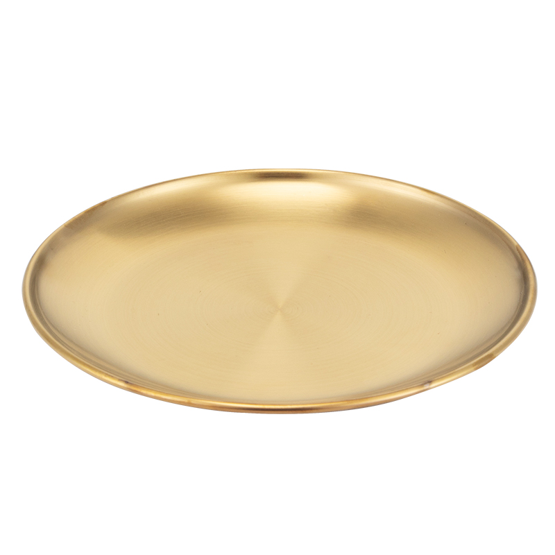 European Style Gold Dinner Plates Serving Dishes Kitchen Round Cake Tray Western Steak Plates