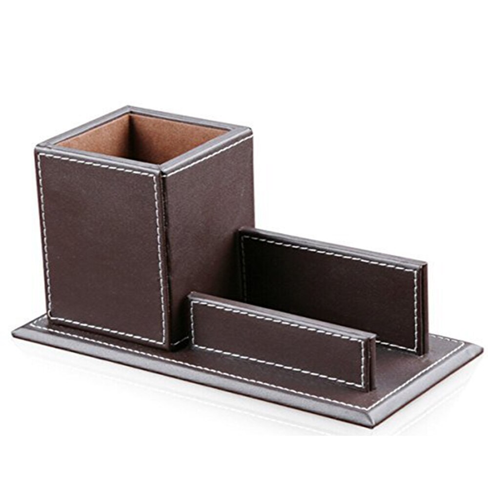 Estojo organizador de papelaria, preto/marrom, porta-cartão, caneta, copo, artigos de papelaria, casa, escritório, acessórios de negócios, recipiente de armazenamento: Brown