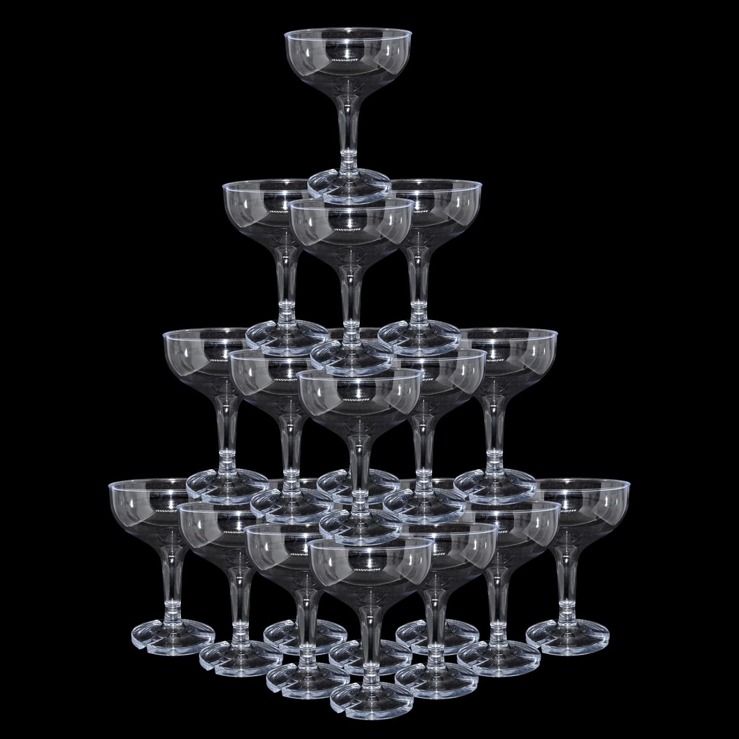 20PCS Wedding Champagne Flutes Tower Acrylic Champagne Coupe Glasses Engagement Party Decorations Plastic Martini Glasses 5oz