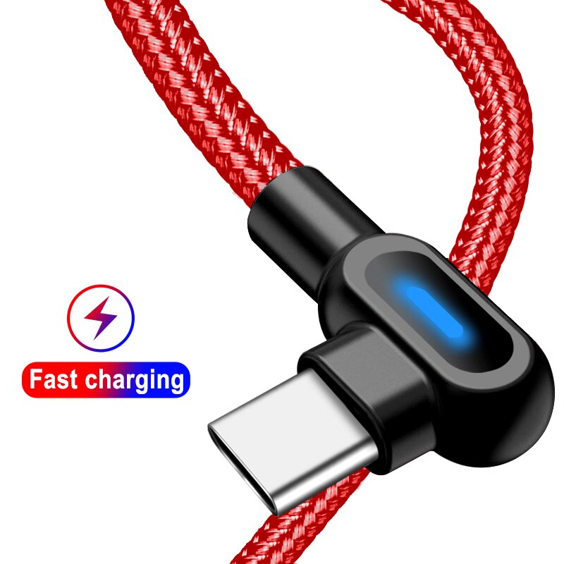 OLAF USB Typ C Kabel 1m 2m Schnelle Ladung Datenkabel 90 grad Typ-C USB C ladekabel Für Xiaomi Redmi Huawei Samsung S10 S9: rot art c kabel / 2m