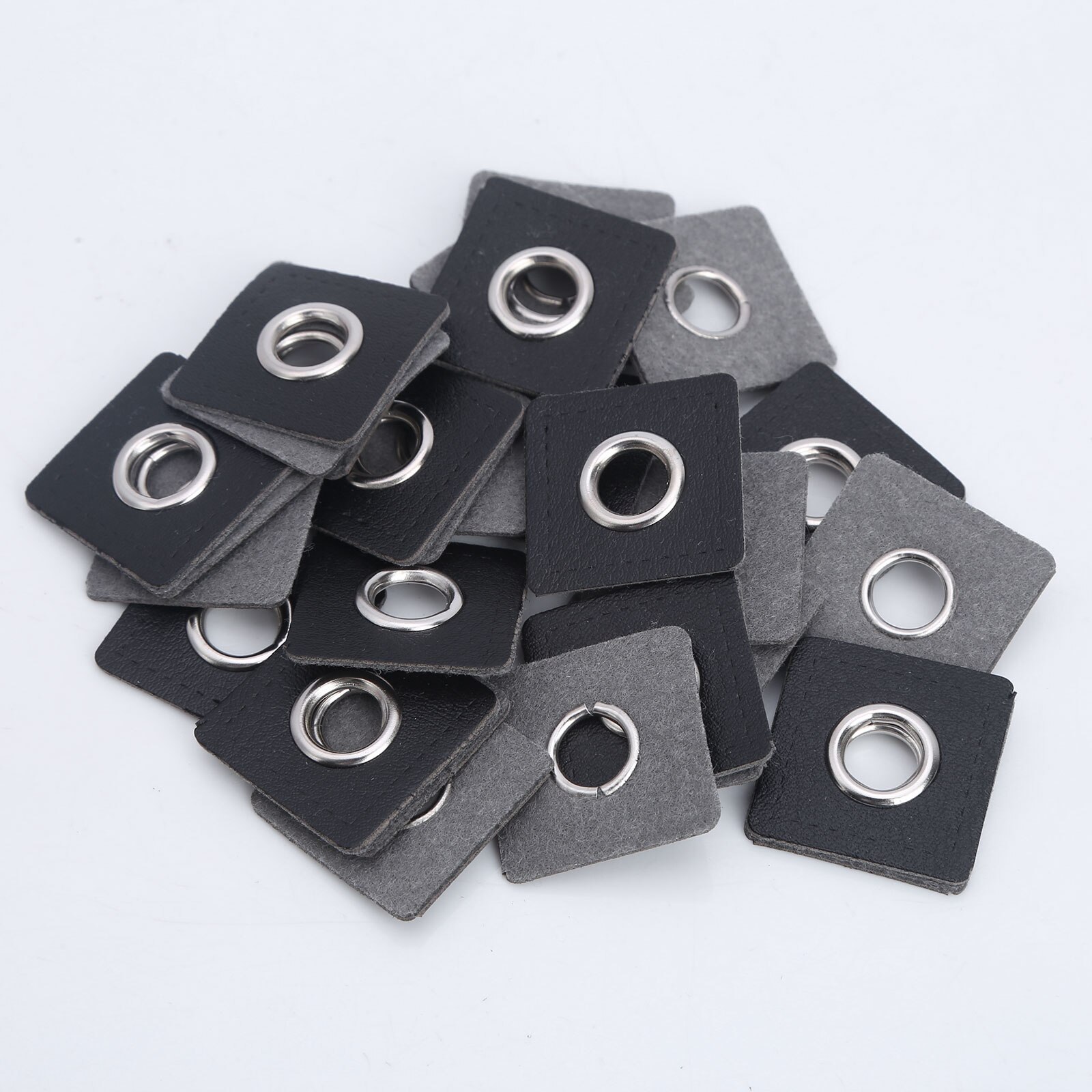 30/10 stk klær lapper pu lær emblem metall messing maljer grommets applikasjon for klær gjør selv strikke sy patch etikett