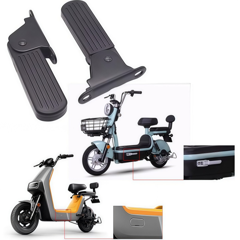 1pair Electric Moped Front Pedal Scooter Front Foldable Pedal Leg Support Pad Thickened Steel Plate Ebike Accessories