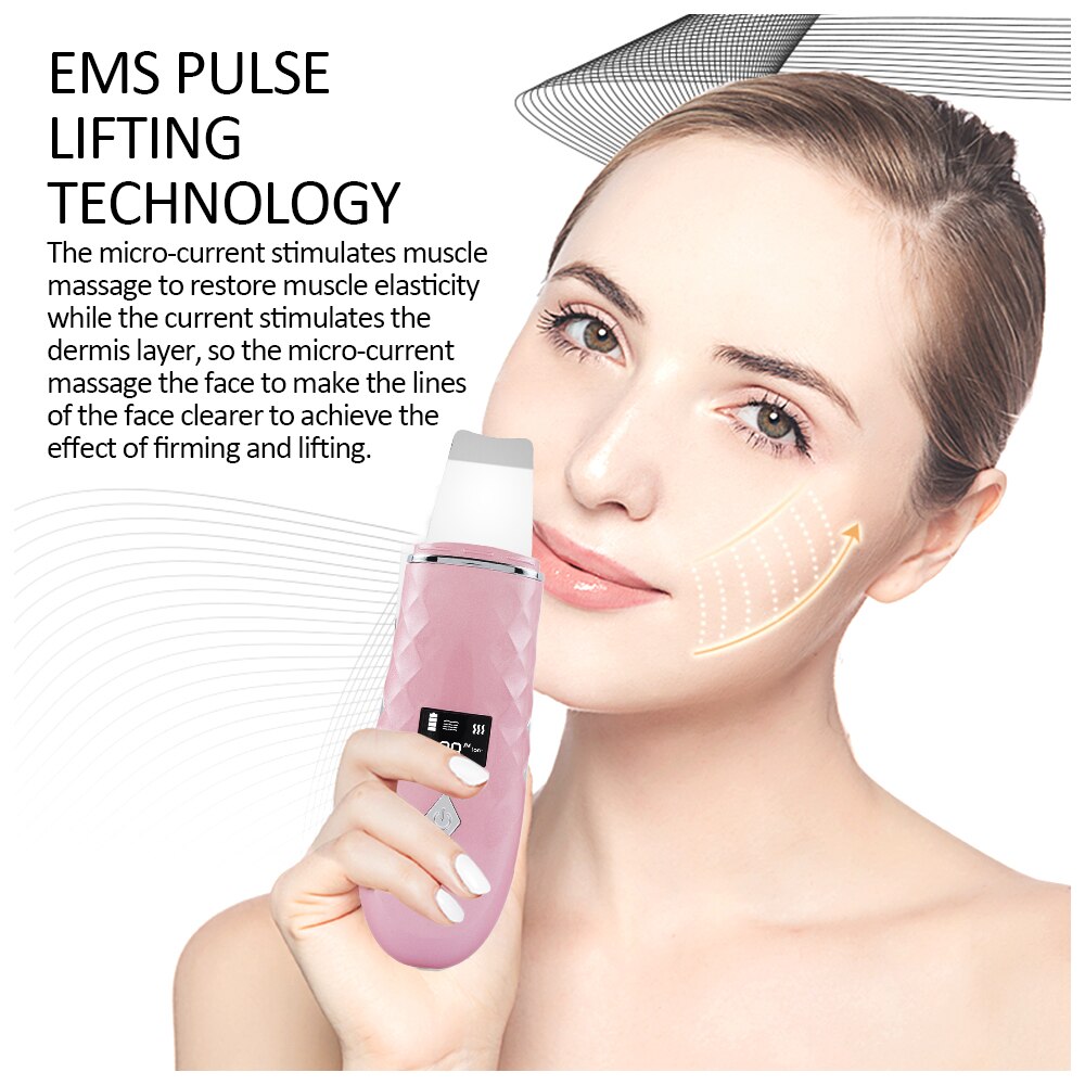 Depurador de piel con calor de 45 °C + rociador Facial de Nano ultrasónico, pala exfoliante eléctrica, limpiador de poros, masajeador de estiramiento Facial