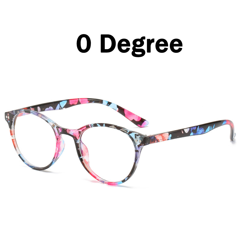 Elbru Women Retro Vintage Round Finished Myopia Glasses for Ladies Nearsighted Eyewear Myopia Eyeglasses 0 Degree -1.0 to -6.0: Colorful 0 Degree