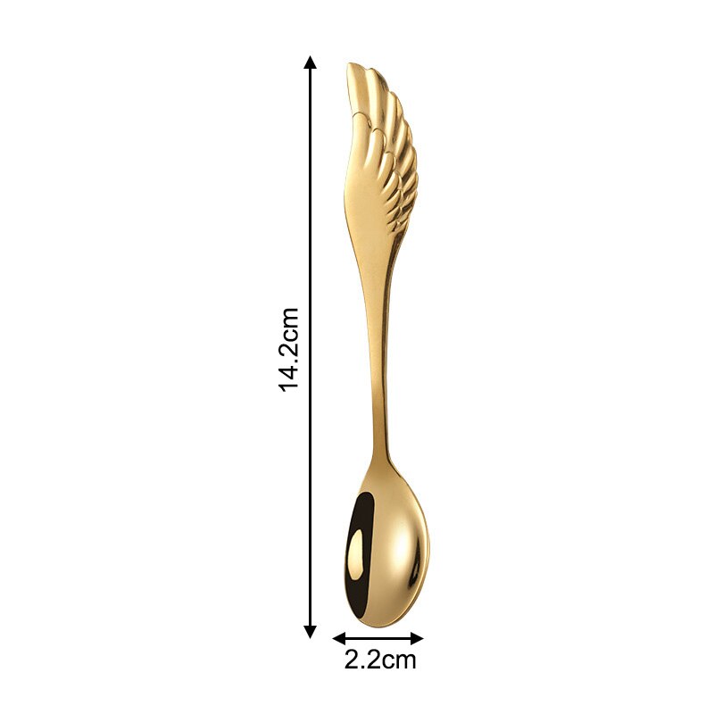Fruit Vork Angel Wing Leuk Cadeau Voor Ijs Dessert Koffie Lepel Servies Multifunctionele Keuken Gereedschap: gold spoon