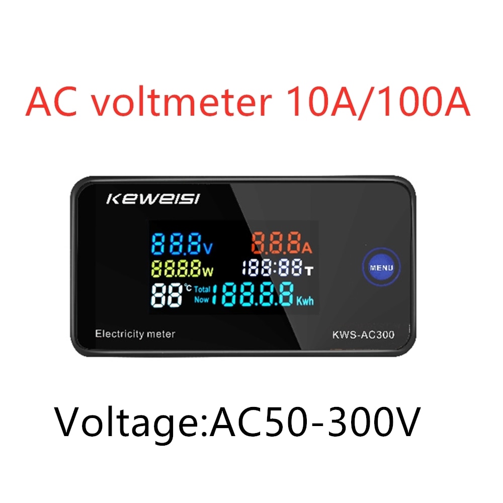 Digital Voltmeter KWS-AC300 AC 50-300V Power Energy Meter LED AC Wattmeter Electric Meter With Reset Function 0-100A