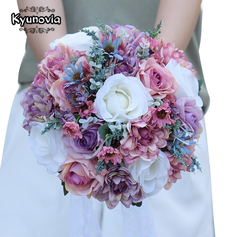 Kyunovia Jahrgang Wilden Blumen Rose Gerbera Hochzeit Strauß Braut Strauß Strauß de mariage braut blume Strauß GC8
