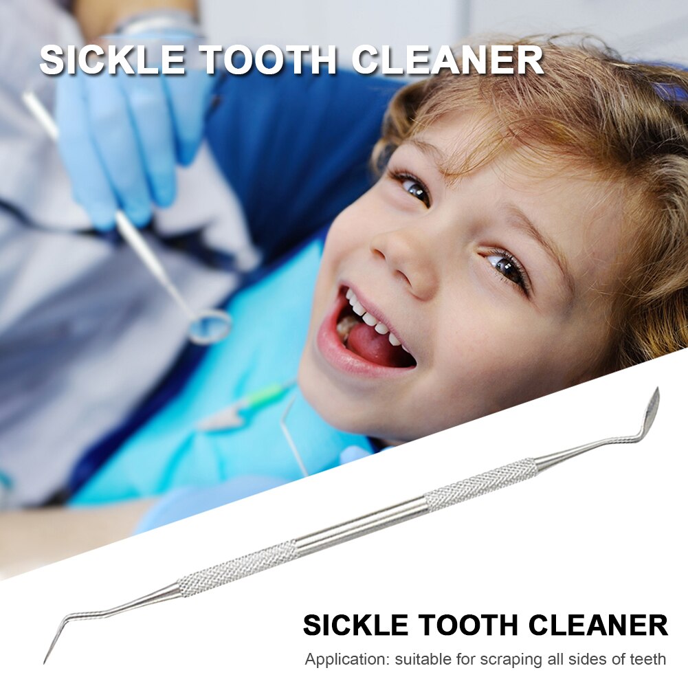 Limpiador de dientes de hoz para dentista, herramienta Dental de acero inoxidable para cuidado Dental, doble extremo, con sonda de anzuelo, explorador higiene