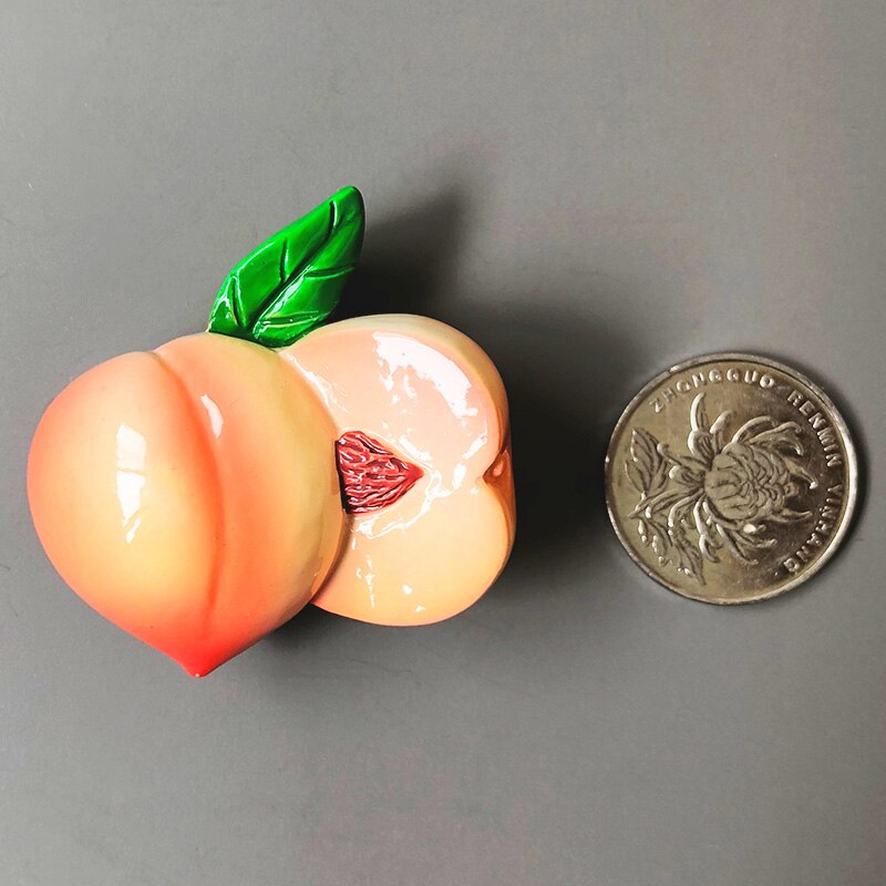 3D fresh fruit refrigerator magnetic stickers magnetic food room decoration Pineapple lemon cherry fridge magnets: Peach