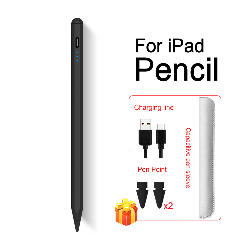 Lápiz con rechazo de Palma inclinable para iPad, Stylus Pen Pro 11, 12,9, 10,2, , Mini 6 Air 4, 7. ª, 8. ª generación, 플슬: Black