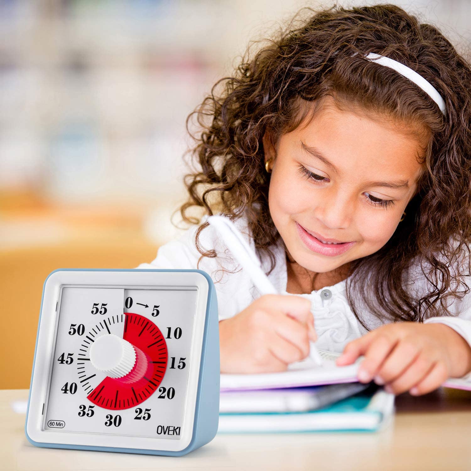 OVEKI 60 Minutes Visual Analog Timer Silent Countdown Clock Time Management Tool For Kids Adults Safe Durable Study Timer Blue