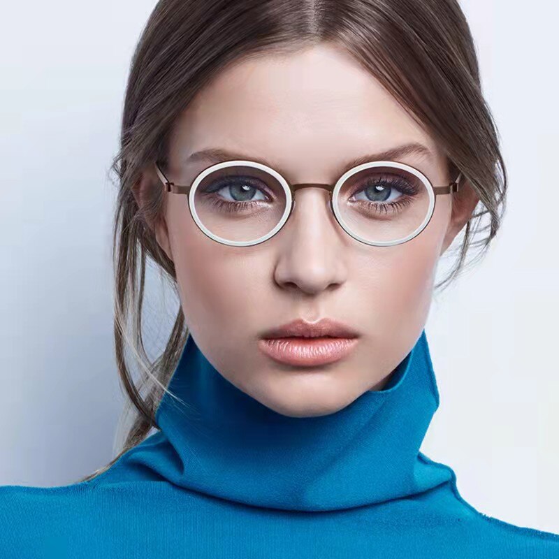 Dänemark Titan Ultraleichte Brille Rahmen Männer Frauen Runde Brillen Schraubenlose Brille Optic Rezept Brillen 9707
