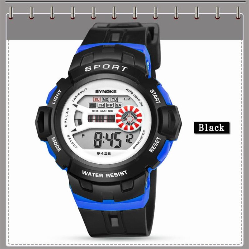Kinderen Horloge SYNOKE Multifunctionele 30 M Waterdicht Horloge LED Digitale Dubbele Actie Horloge 30 p
