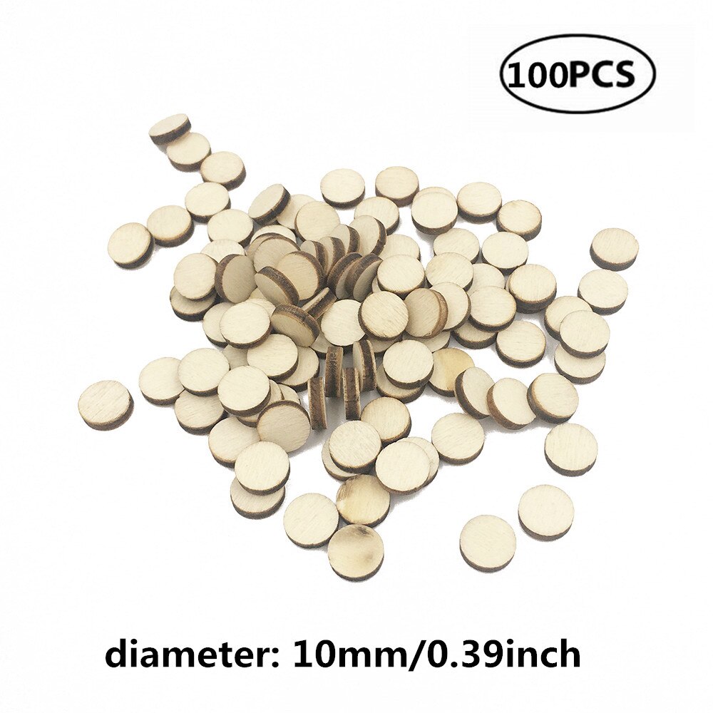 10-80mm Wood Disks Crafts Log Slices Discs Cutout Circle Round Large for Paint Wedding DIY Decoration: 100pcs 10mm 0.39inch
