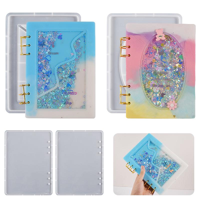 A5 Quicksand cahier couverture résine moule bricolage cristal UV époxy Silicone moules livre Transparent résine moulage moules