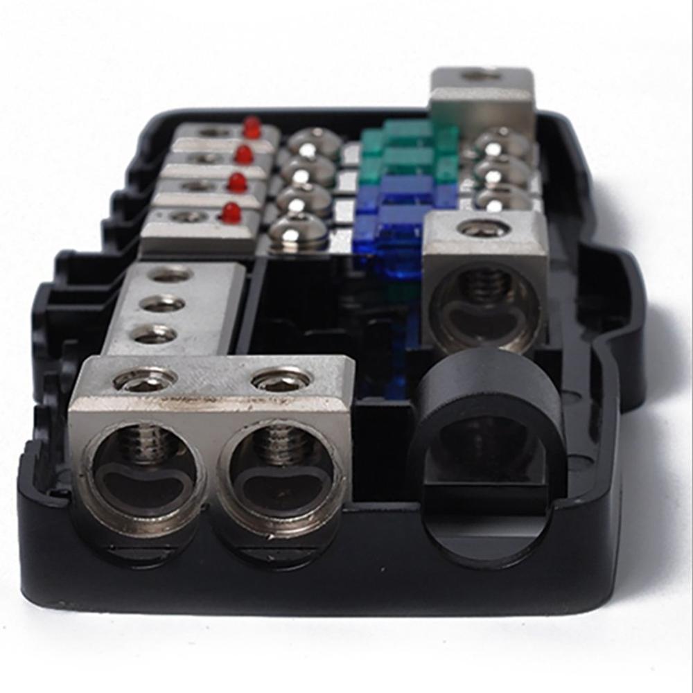 Four-Way Mini Fuse Holder + Junction Box 2 In 4 Out Four-Way Fuse Holder With Led Light Car Electrical Circuit Breaker