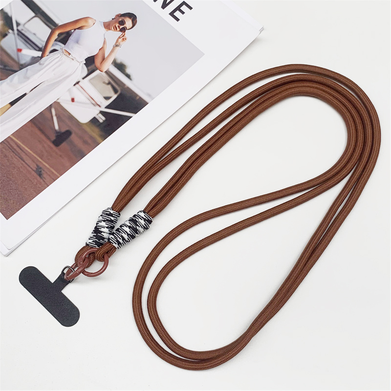 120cm Double Rope Mobile Phone Lanyard Crossbody Phone Straps Neck Clip Cord Rope Twisted Backable Outdoor Anti-loss Phone Chain: Yellow / Gold