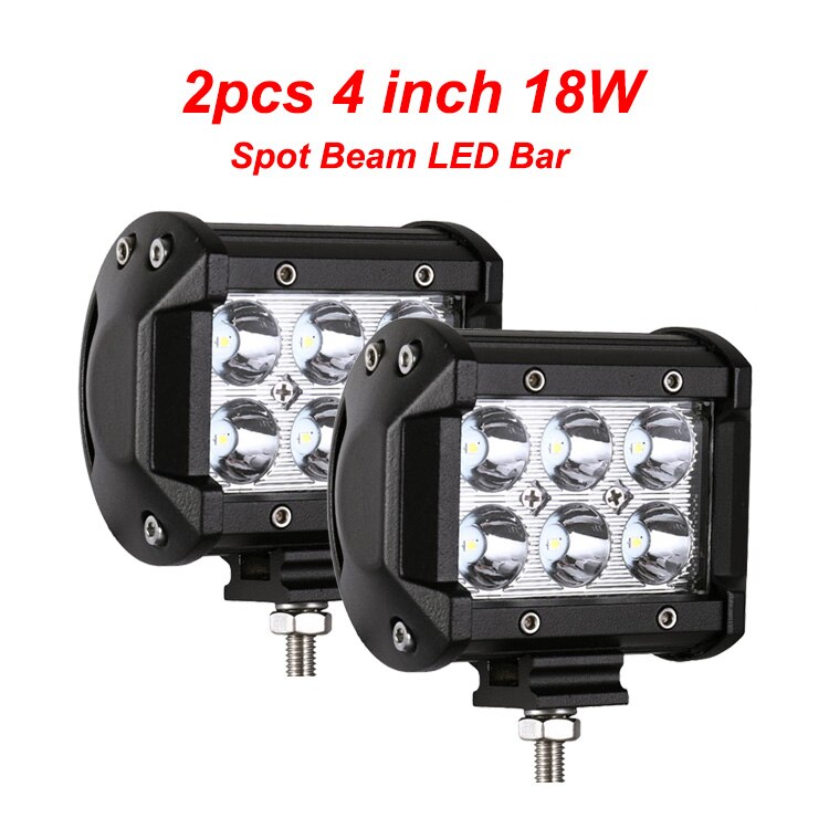 NLpearl 4-20inch Spot Flood LED Light Bar 12V 24V Offroad LED Bar for Car Boat 4x4 Truck 18W 36W 72W 126W Combo LED Work Light: 2pc 18W spot bar