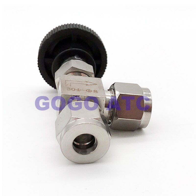 Adjustable Right angle needle 6 8 10 12mm 1/8 1/4 3/8 inch hard tube SS304 Flow Control shut off crane needle valve