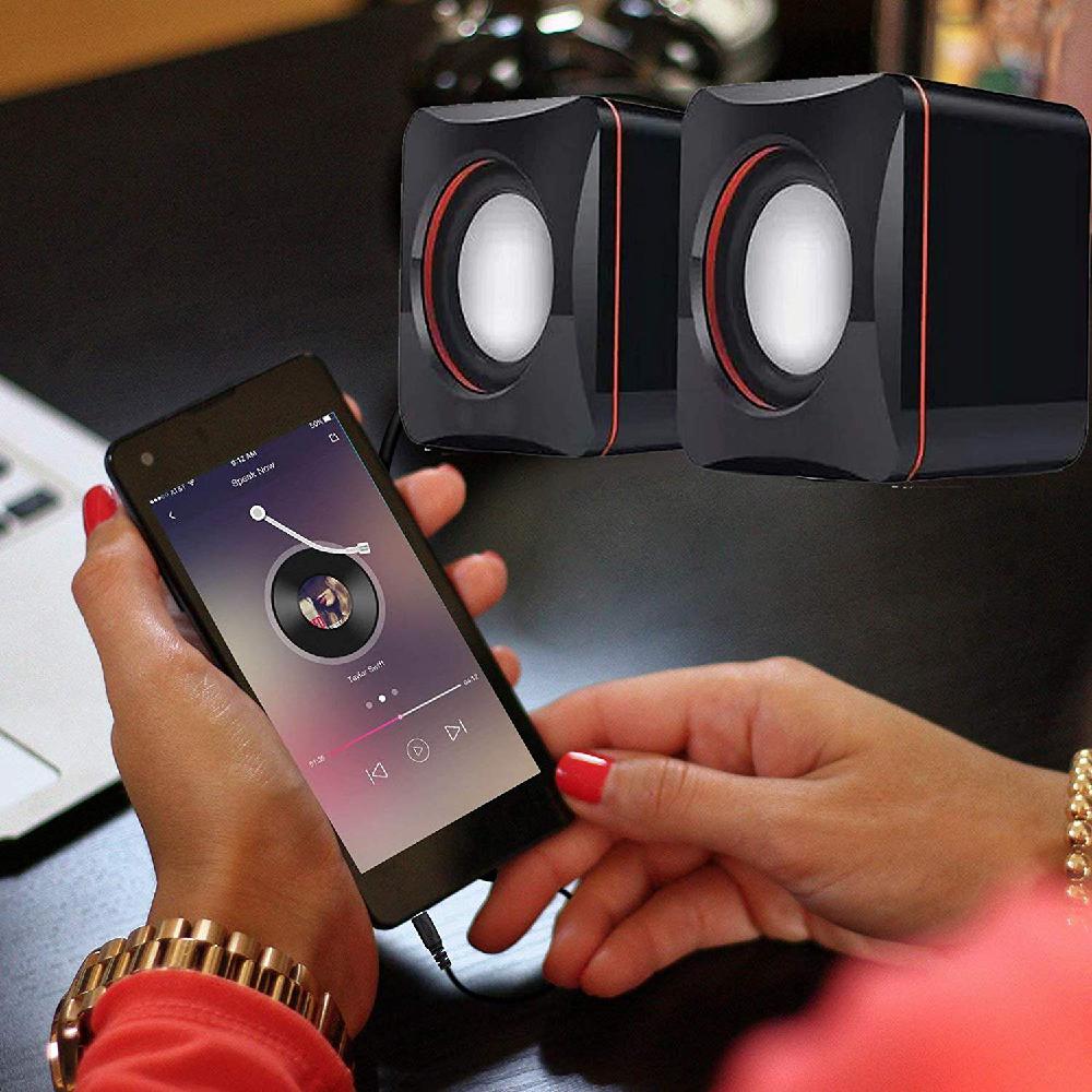 EastVita Portable Computer Speakers USB Powered Desktop Mini Speaker Bass Sound Music Player System Wired Small Speaker