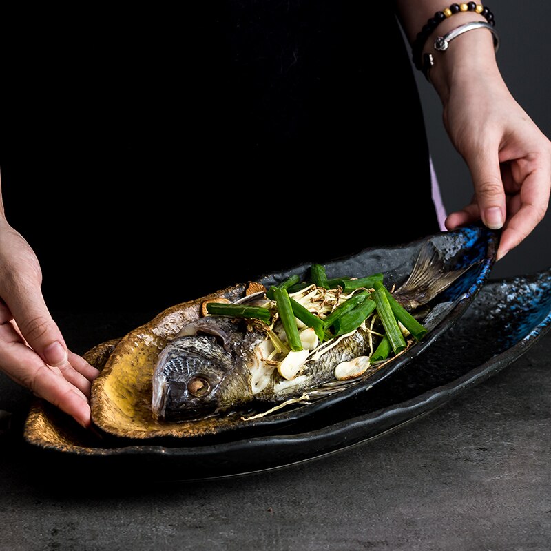 Nieregularne ceramiczne płytkie talerze wołowina nakładka stykowa zastawa stołowa jednokolorowe danie deserowe japońskie domowe dekoracyjne zastawy stołbyć winnym