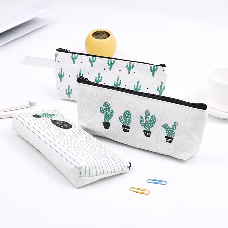 1 Leuke Etui School Etui Grote Cactus Canvas Potlood Gevallen Meisjes Pencilcase School Briefpapier Pensil Case Pen Box