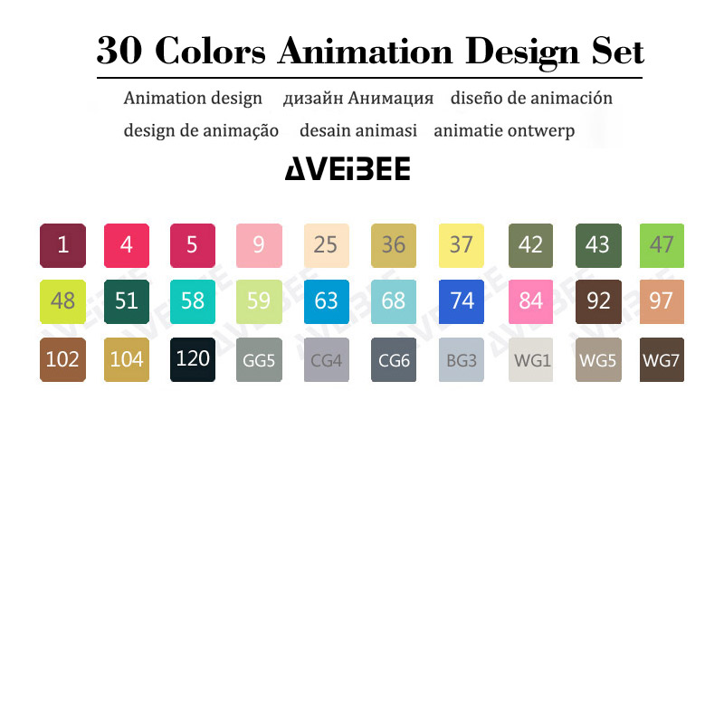 Magiska markörer set för barn 30/40/60/80/168 färg animation skiss markör två huvud ritning konst borst pennor alkoholbaserad: 30 animationsset