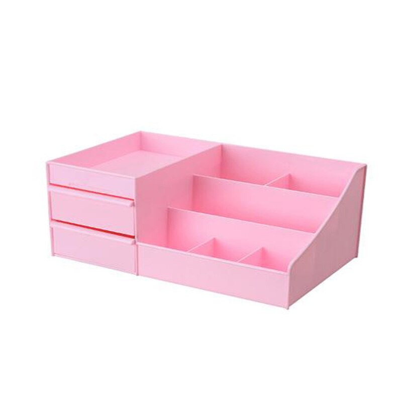 Flerlags Plast Kosmetikk Oppbevaringsboks Skuffe Makeup Organizer Desktop Diverse: Rosa