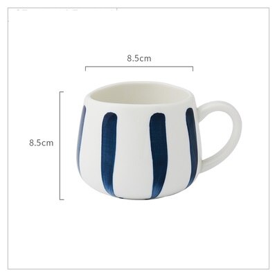 360ml Cute Cute Ceramics Coffee Mug Geometric Handmade Mugs Drinkware Breakfast Milk Tea Water Cup With Handle Cup: Stripe Blue