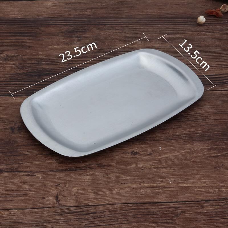 Stainless steel square plate barbecue plate flat bottom plate snack plate heart dish Korean cooking tableware