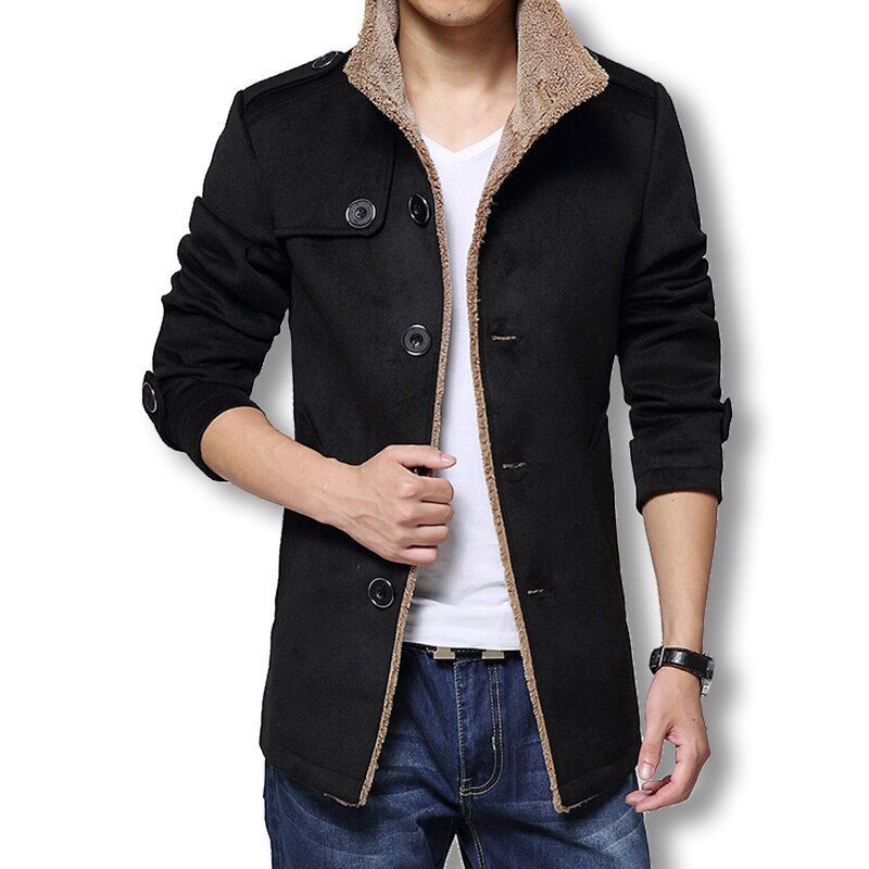 Winterjas For Heren Wollen Korte Winterjas Middellange Wollen Jas Korte Winterjas For Zakelijk Vrije Tijd Herenmode Trenchcoat M-4XL(Noir,4XL