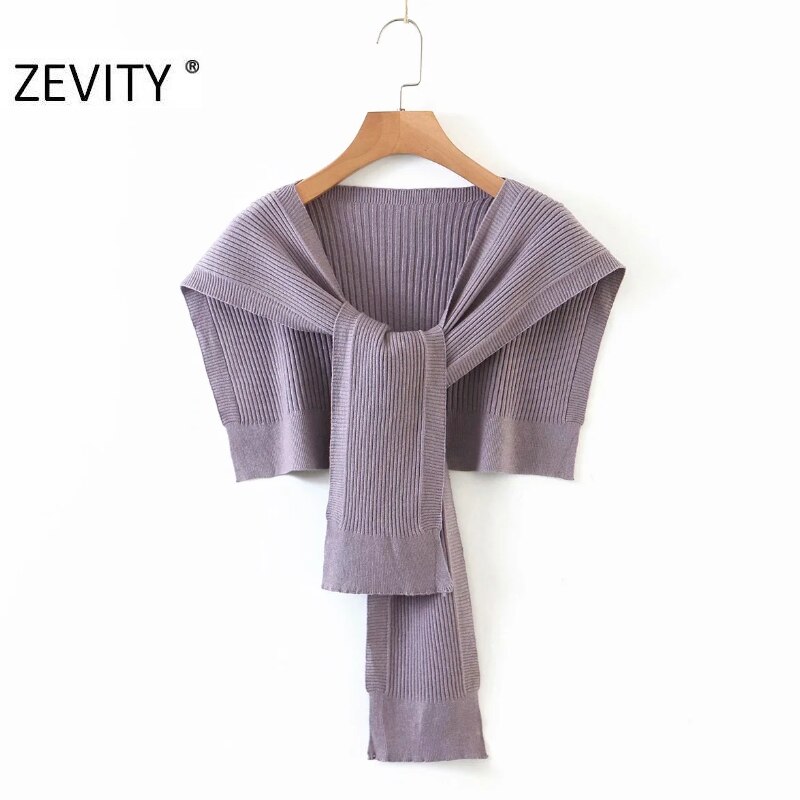 Zevity nouvelles femmes couleur unie tricot Wrap pull Chic automne châle femme loisirs noué court Swing hauts S452: XIAODES S9zise