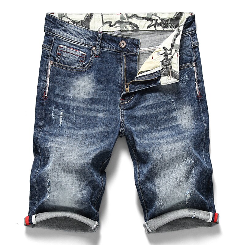 Stretchiga korta jeans för män casual slim fit elastiska jeansshorts manligt märke sommarkläder