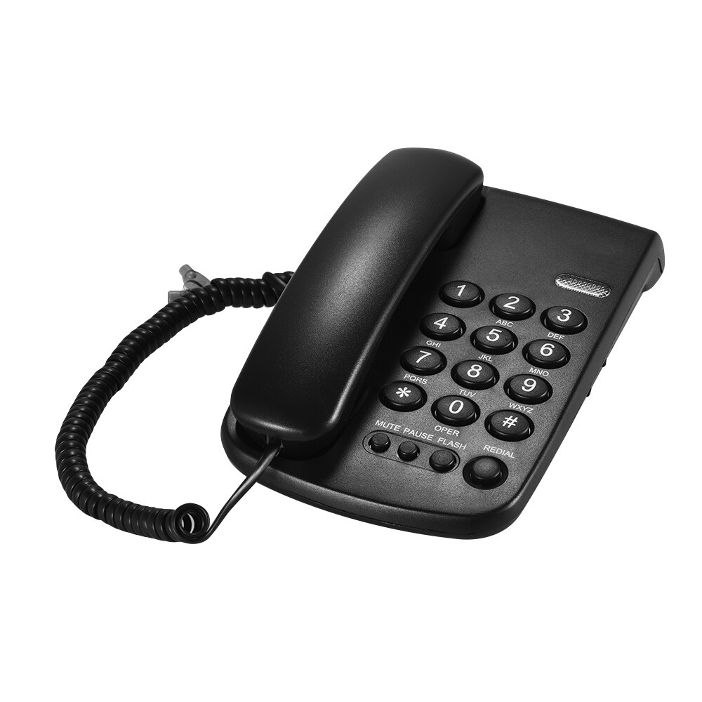 Portable Corded Telephone Phone Pause/ Redial/ Flash/ Mute Mechanical Lock Wall Mountable Base Handset for House Home Office