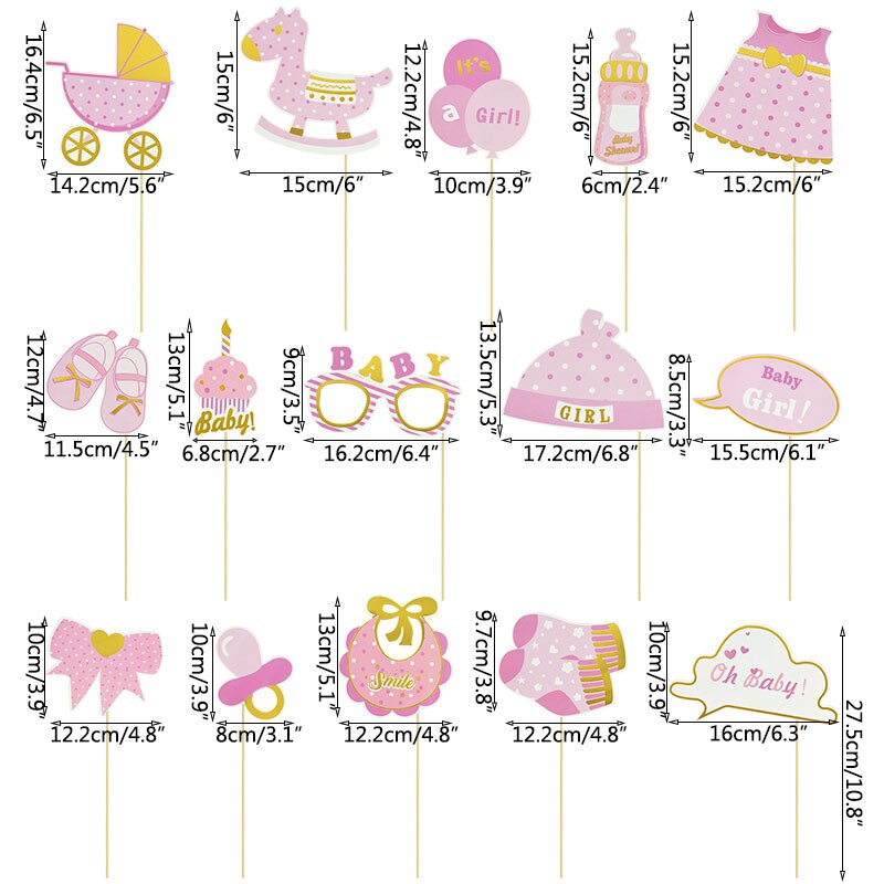 Baby Shower Photo Booth Props Blue Pink It's A Boy/Girl Prince Princess Photobooth Props Kids Birthday Party Favors Decoration: B01