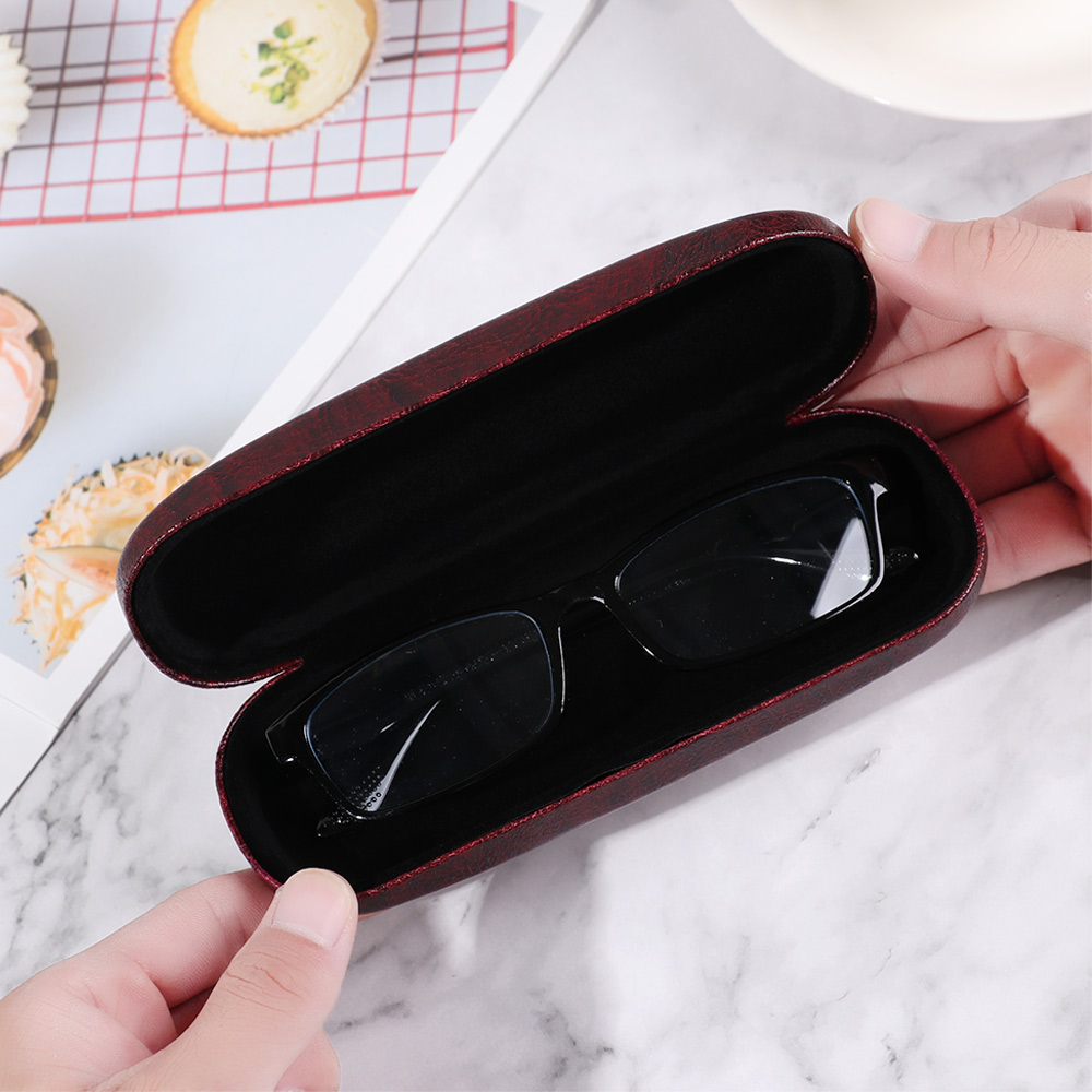 Étui à lunettes en cuir unisexe, à monture rigide, étanche, Portable, boîte à lunettes de lecture, couleur unie, 1 pièce