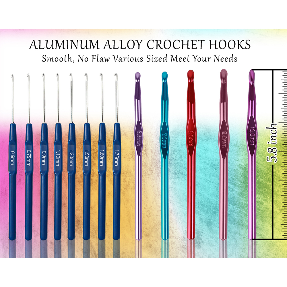 Crochet Hooks Set with Case Sewing Knitting Needles Weave Yarn Kits DIY Hand Knitting Art Tools for Crochet Lovers Beginners