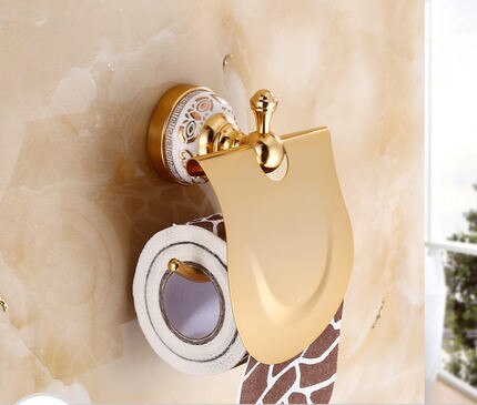 Bathroom Accessories Set Aluminum Carved Champagne Gold Towel Rack Towel Bar/Ring Toilet Brush Holder Corner Shelf Paper Holder: Tissue rack