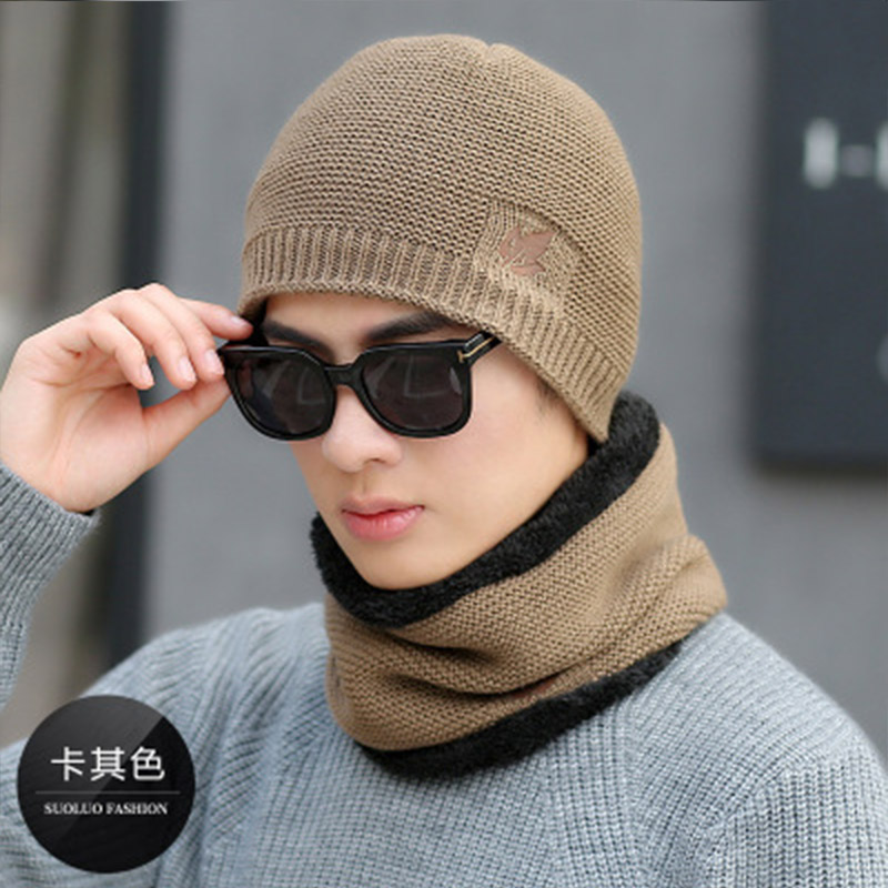 Heren winter muts en sjaal set tweedelig dames dikker winter warme set dames mutsen ring sjaals heren unisex skullies muts