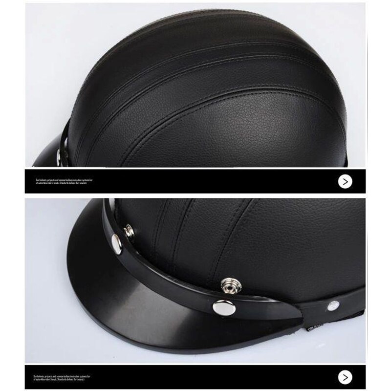 retro Motorrad Leder Helm Motorrad Reiten Jahrgang Kreuzer touren Halb Helme Moto Fahrrad Rolle skaten Baseball Kappe