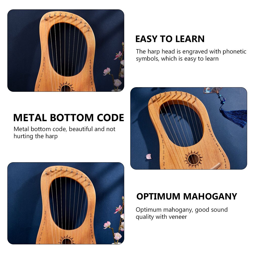1 Set Lier Harp Instrument 10 Snaren Mahonie Lier Instrument Kit Zonnegod Lier