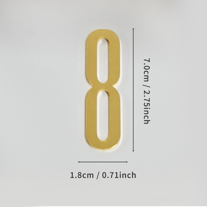 Gouden deurnummer met magneten 7 cm metalen huisnummer appartement deurnummer voor buiten hotel thuis brievenbuslabel: Rose Rood