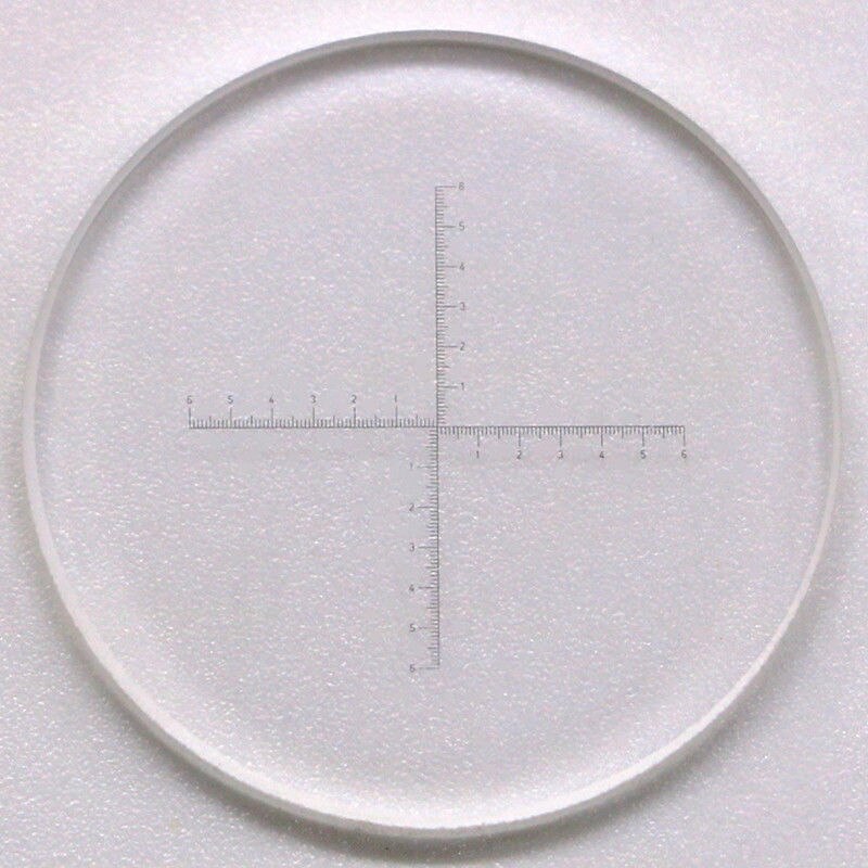 Div = 0.1 mm okular mikrometer til biologisk mikroskop med reticle skala tværlineal 6-0-6 områdemålingsdiameter 20 mm