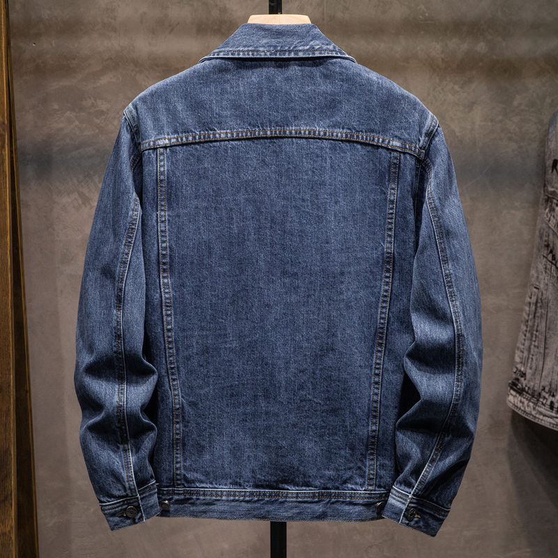 Chaqueta vaquera para hombre, abrigo informal de algodón a la , ropa de de , color azul oscuro, primavera y otoño, novedad de 2022