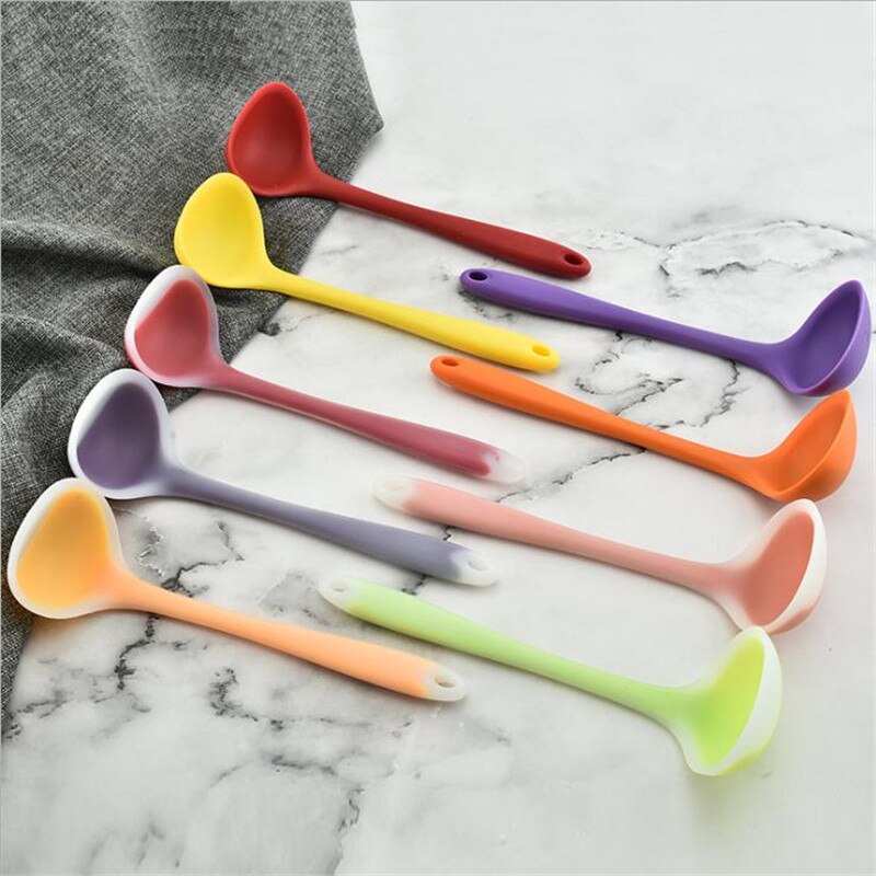 Antihandtag soppsked silikonsked hög temperatur nonstick genomskinlig köksredskap inte skada sked