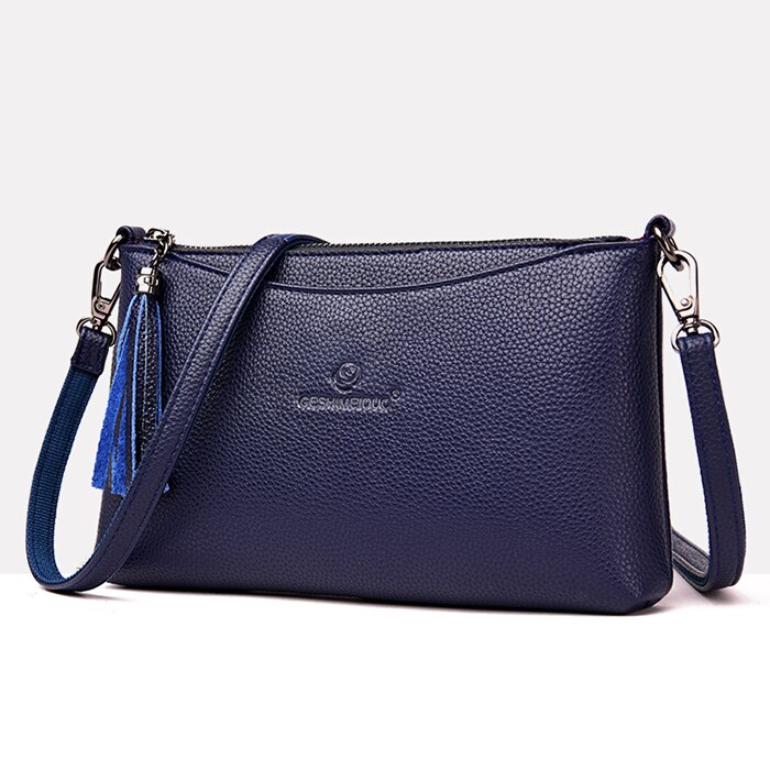 luxury handbags women crossbody bags leather handbags for women shoulder bag lady bag: Blue