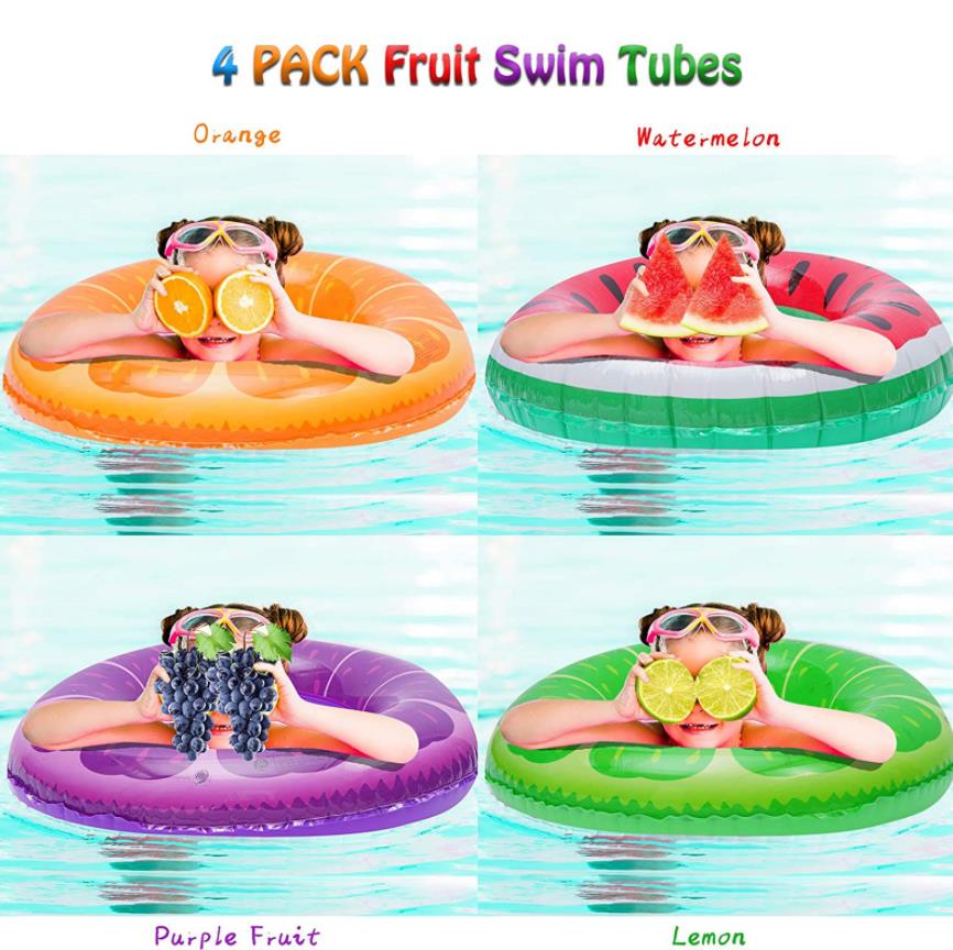 Volwassenen Zwemmen Ring Fruit Gedrukt Patroon Zwemmen Ring Voor Zwembad Water Pretpark Oranje Rood Groen Paars